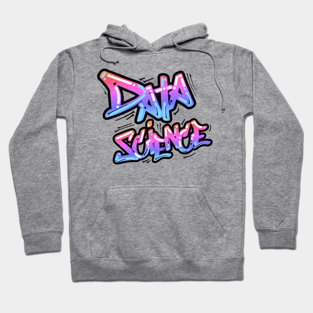 Data Science Graffiti Purple | Hip Hop Urban Street Art Spray Paint Black Hoodie by aRtVerse